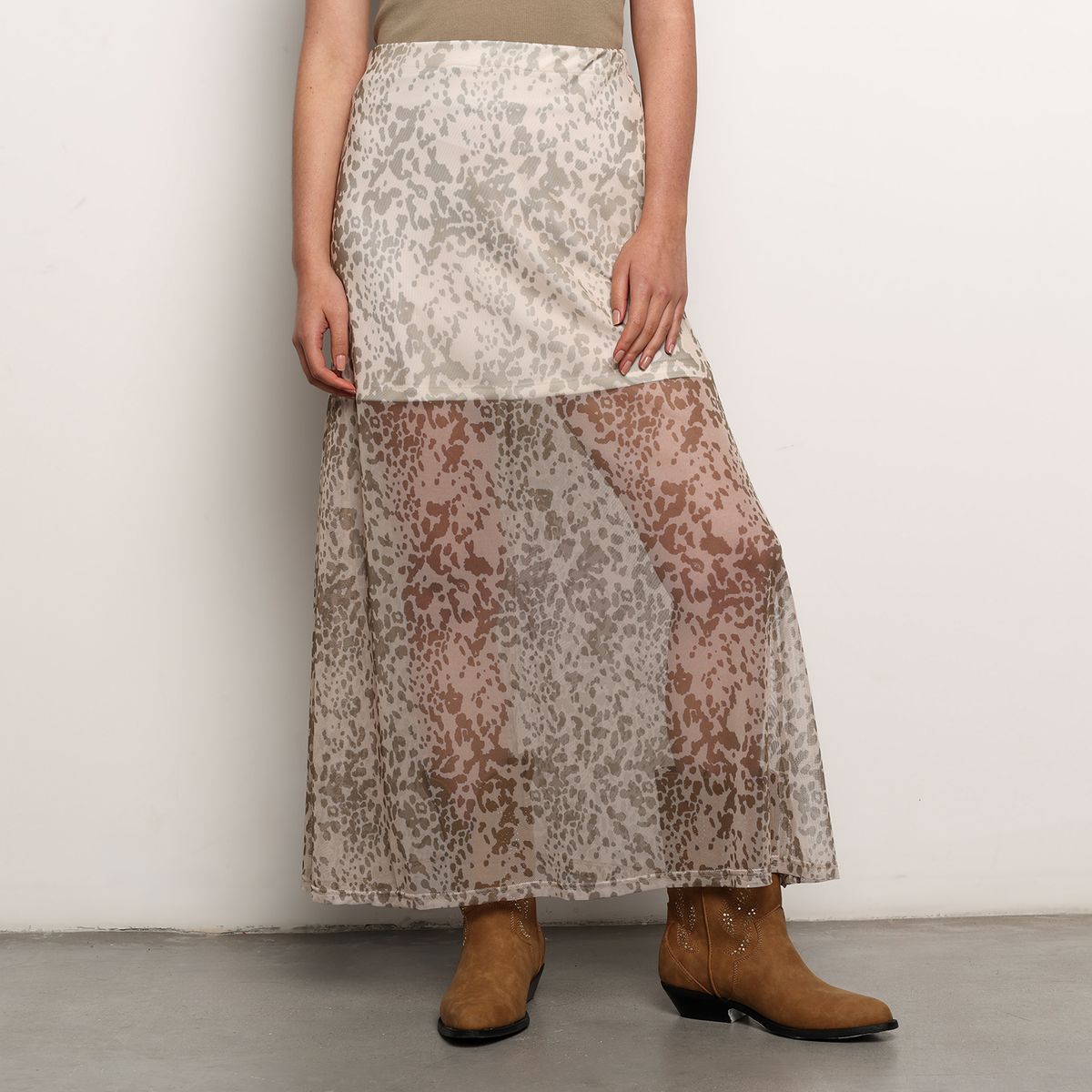 DENIMLAB - Falda Maxi Mujer Con transparencia de Algodón Denimlab