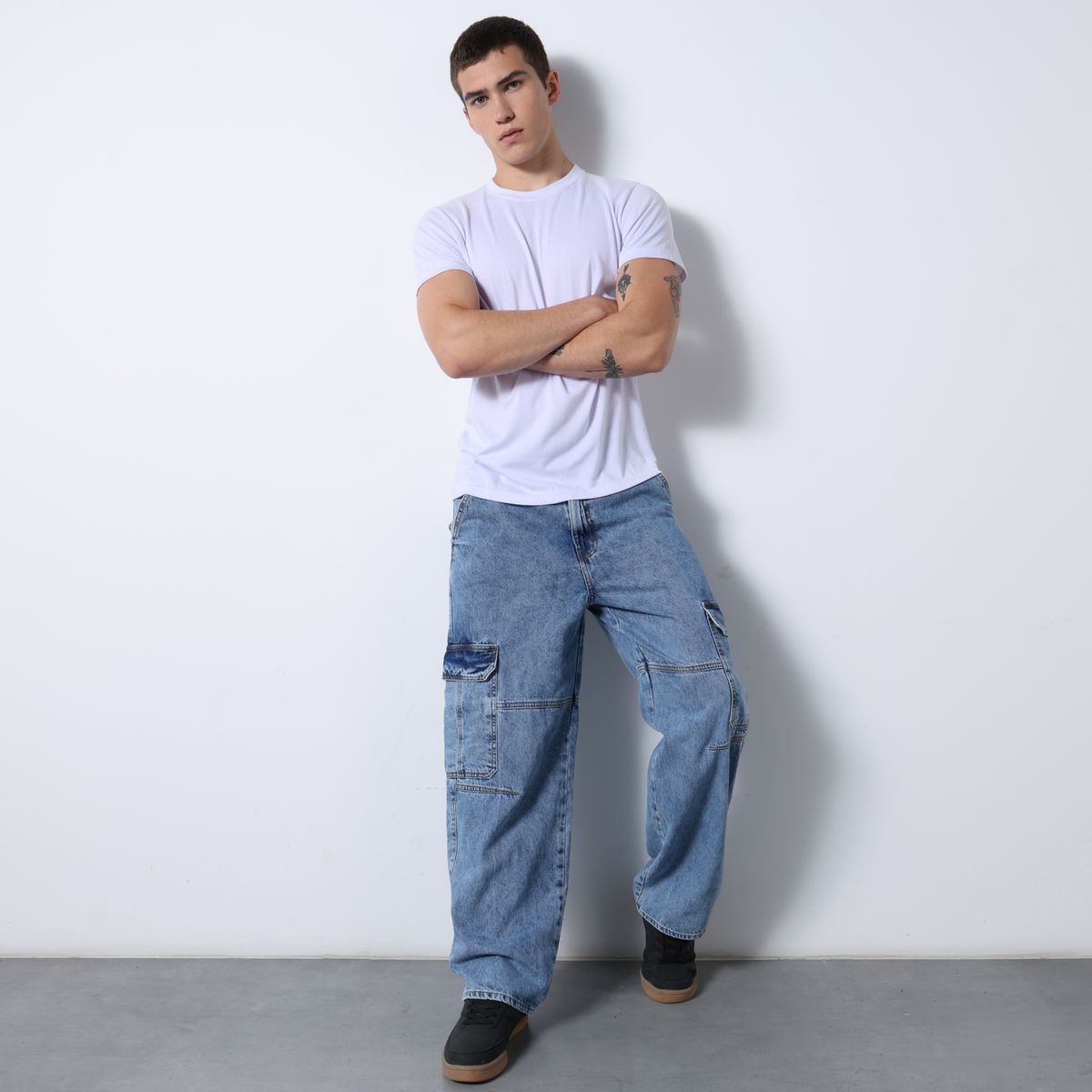 DENIMLAB - Jean Cargo Hombre Baggy Denimlab