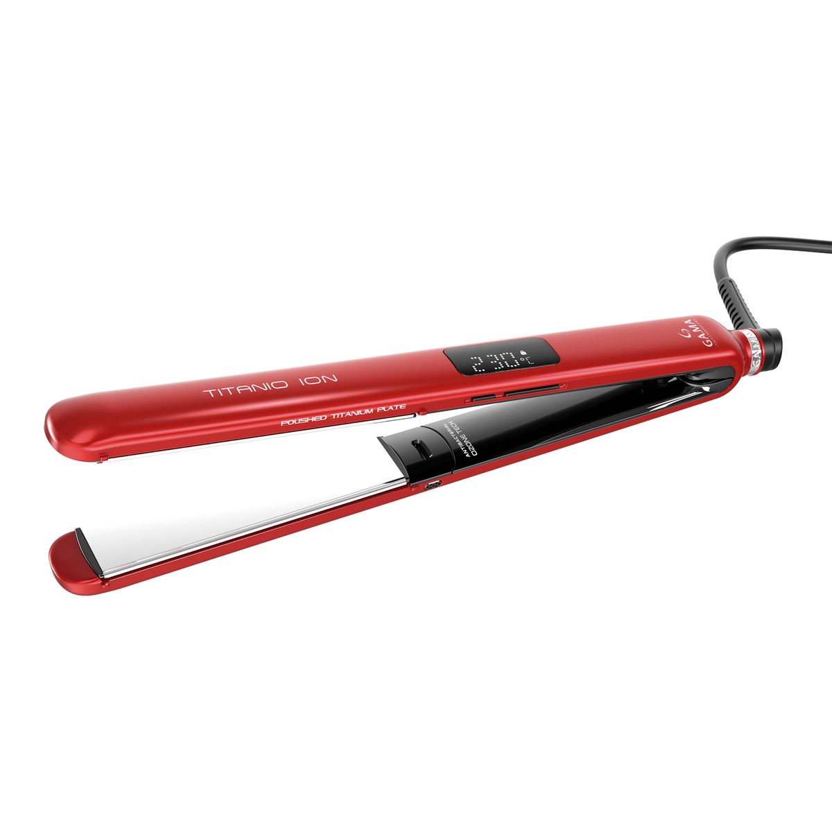  - Plancha de Pelo GAMA CP14 Titanio Roja 4D Generador de iones 