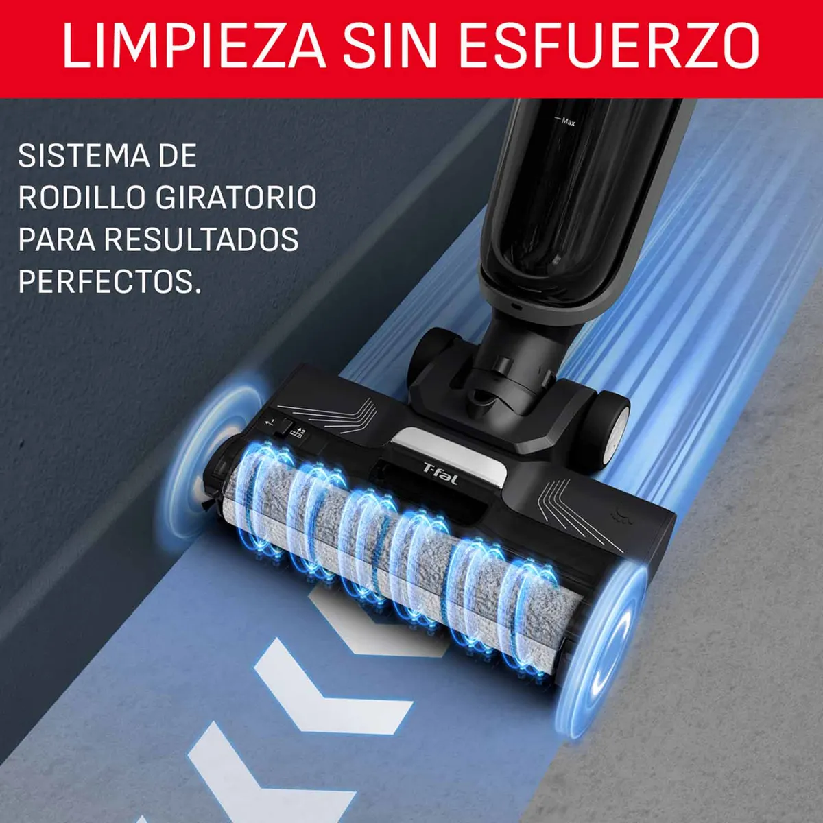 T-FAL - Aspiradora Trapeadora T-fal X-Clean 4 Inalámbrica, función 2 en 1 para suelos duros