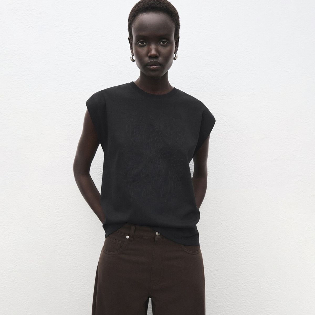 MANGO - Camiseta Mujer Sin mangas Mango