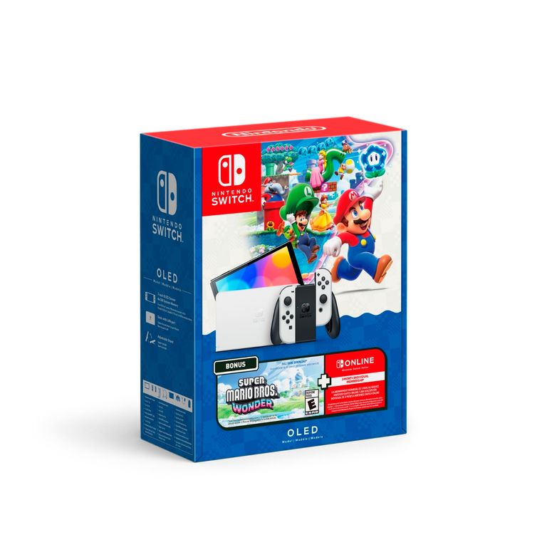 Nintendo Switch OLED + Super Mario Bros. Wonder + 3mo NSO Bundle 64 GB