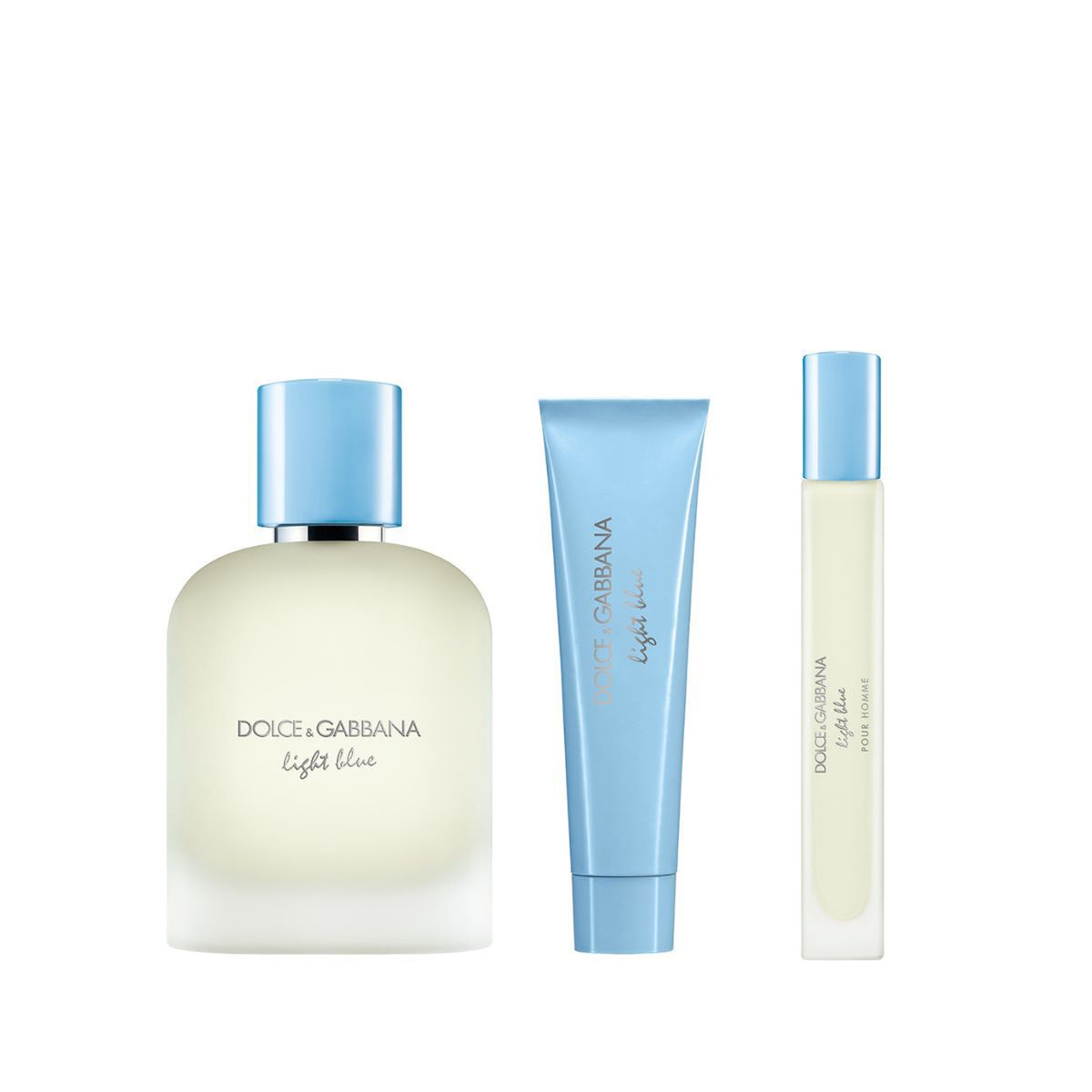 DOLCE&GABBANA - Set de perfume Hombre incluye Dolce&Gabbana Light Bue Pour Homme EDT 100 ml, Gel Ducha 50 ml, EDP 10 ml 
