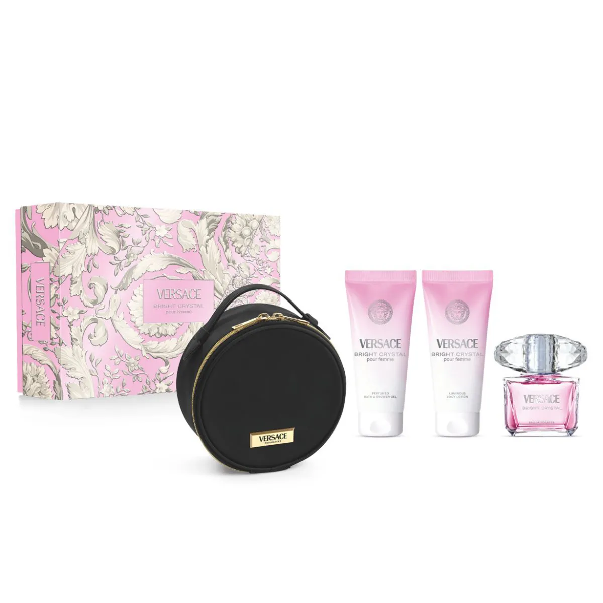VERSACE - Set de Perfume Mujer incluye Versace Bright Crystal Eau de toilette 90 ml , Shower Gel 100 ml , Body Lotion 100 ml , GWP 
