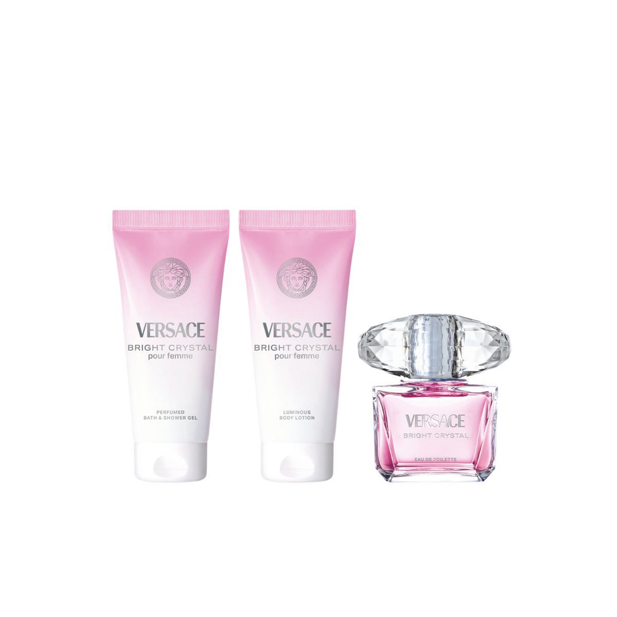 VERSACE - Set de Perfume Mujer incluye Versace Bright Crystal Eau de toilette 90 ml , Shower Gel 100 ml , Body Lotion 100 ml , GWP 