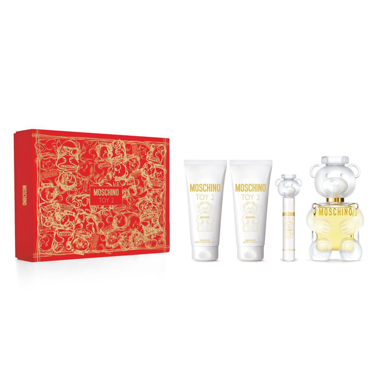 MOSCHINO - Set de Perfume Mujer incluye Moschino Toy 2 Eau de parfum 100 ml , Shower Gel 100 ml , Body Lotion 100 ml , Travel Spray 10 ml 