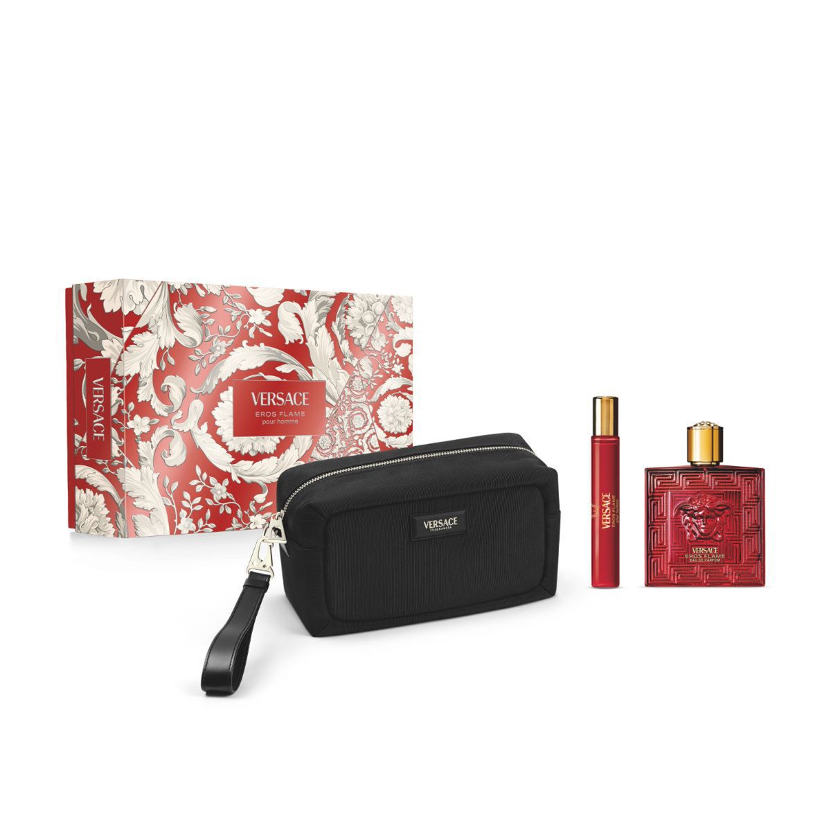 VERSACE - Set de Perfume Hombre incluye Versace Eros Flame Eau de parfum 100 ml , Travel Spray 10 ml , GWP 
