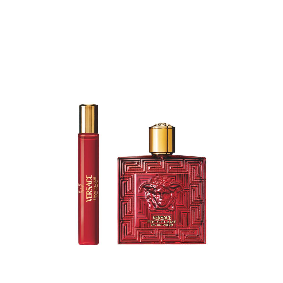 VERSACE - Set de Perfume Hombre incluye Versace Eros Flame Eau de parfum 100 ml , Travel Spray 10 ml , GWP 