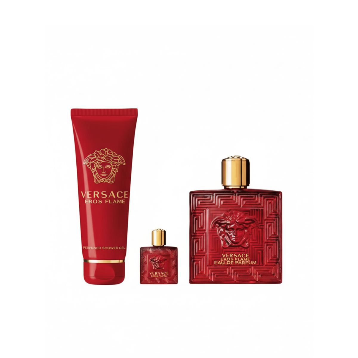 VERSACE - Set de Perfume Hombre incluye Versace Eros Flame Eau de parfum 100 ml , Eau de parfum 5 ml , Body Shower Gel 150 ml 
