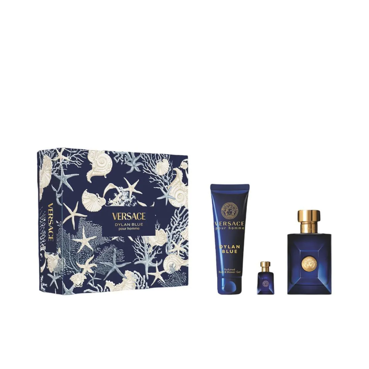 VERSACE - Set de Perfume Hombre incluye Versace Dylan Blue Pour Homme Eau de toilette 100 ml , Body Shower Gel 100 ml , Eau de toilette 5 ml 