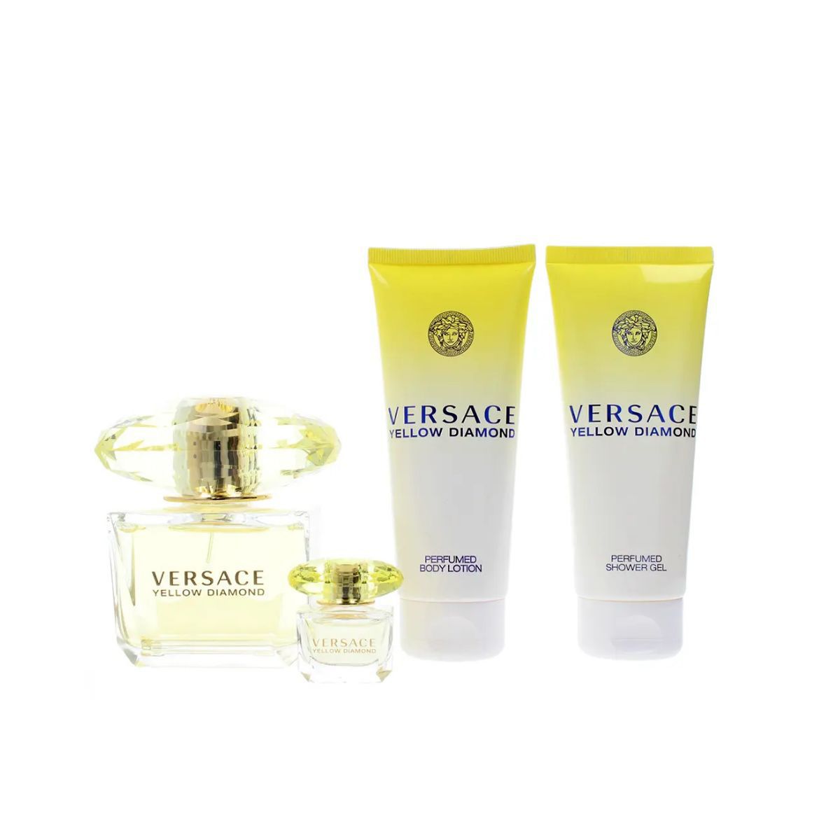 VERSACE - Set de Perfume Mujer incluye Versace Yellow Diamond Eau de toilette 90 ml , 5 ml , Body Lotion 100 ml , Body Shower Gel 100 ml 
