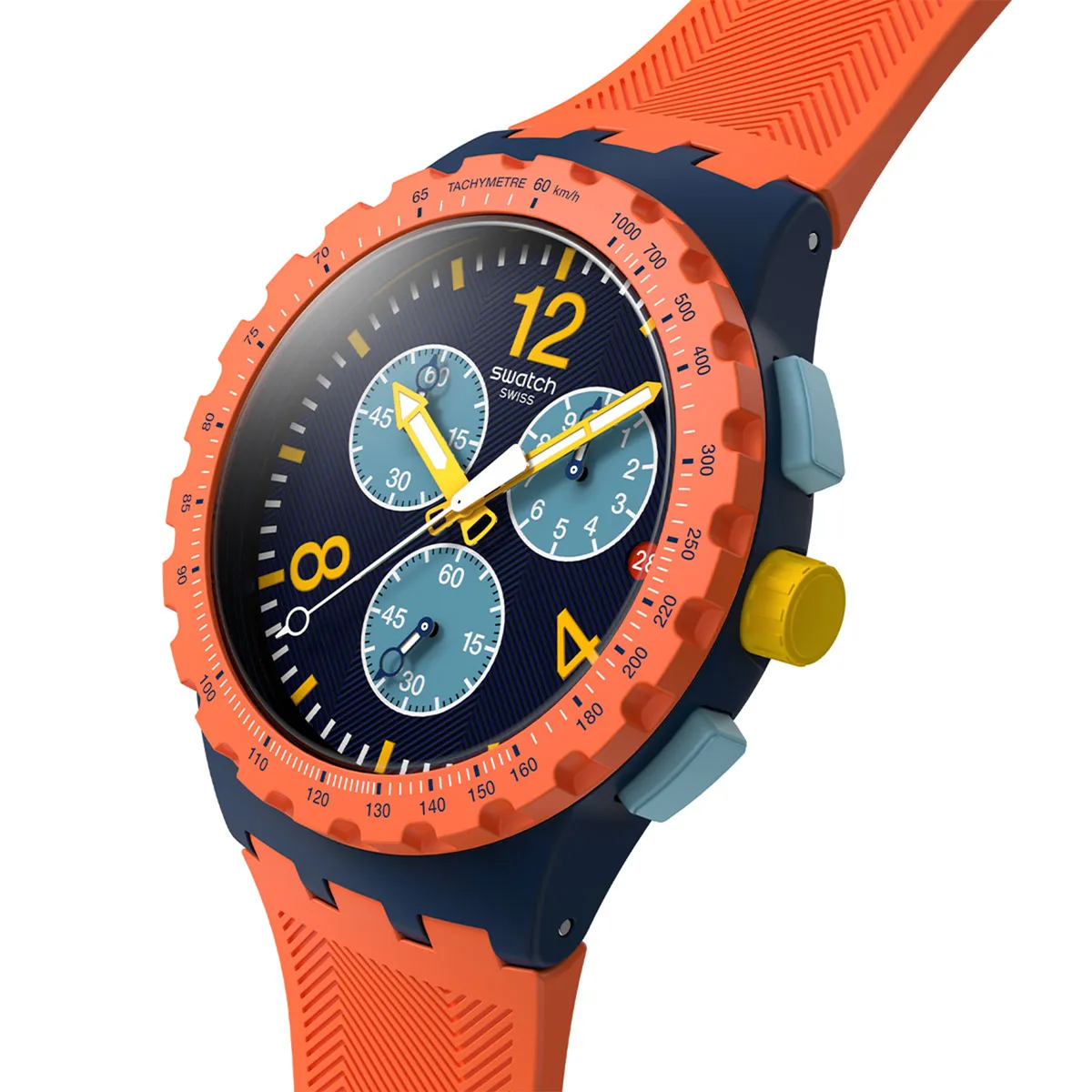 SWATCH - Reloj Swatch Unisex Camo Flash. Reloj Silicona Naranja SUSI400