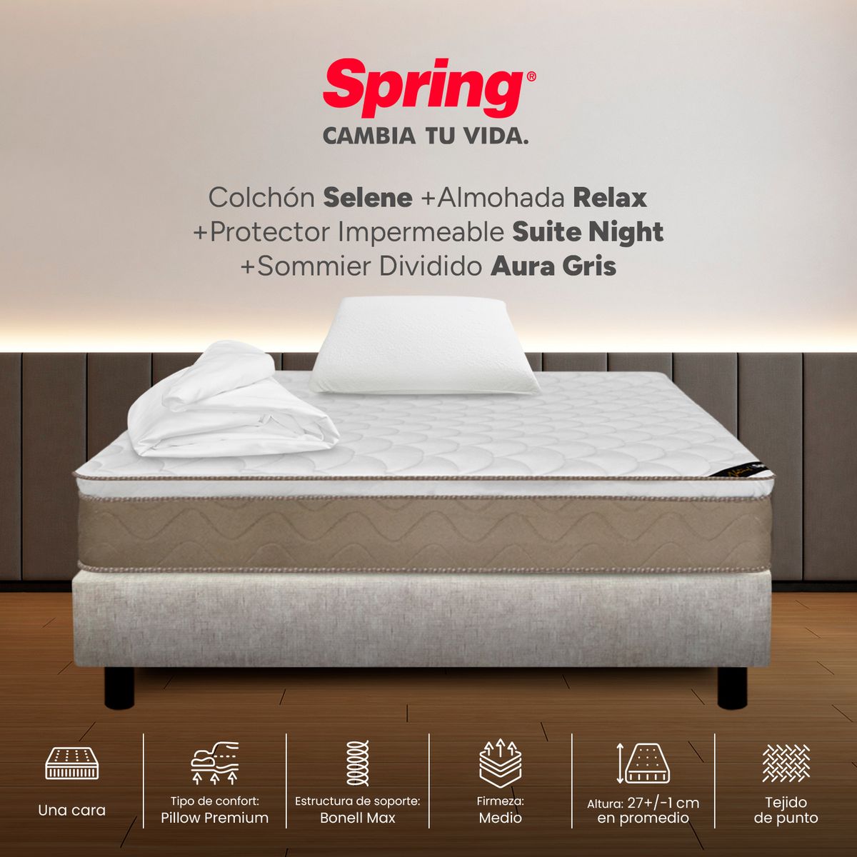 COLCHONES SPRING - COL SP SELENE 120x190+A+P+BC DI NEG