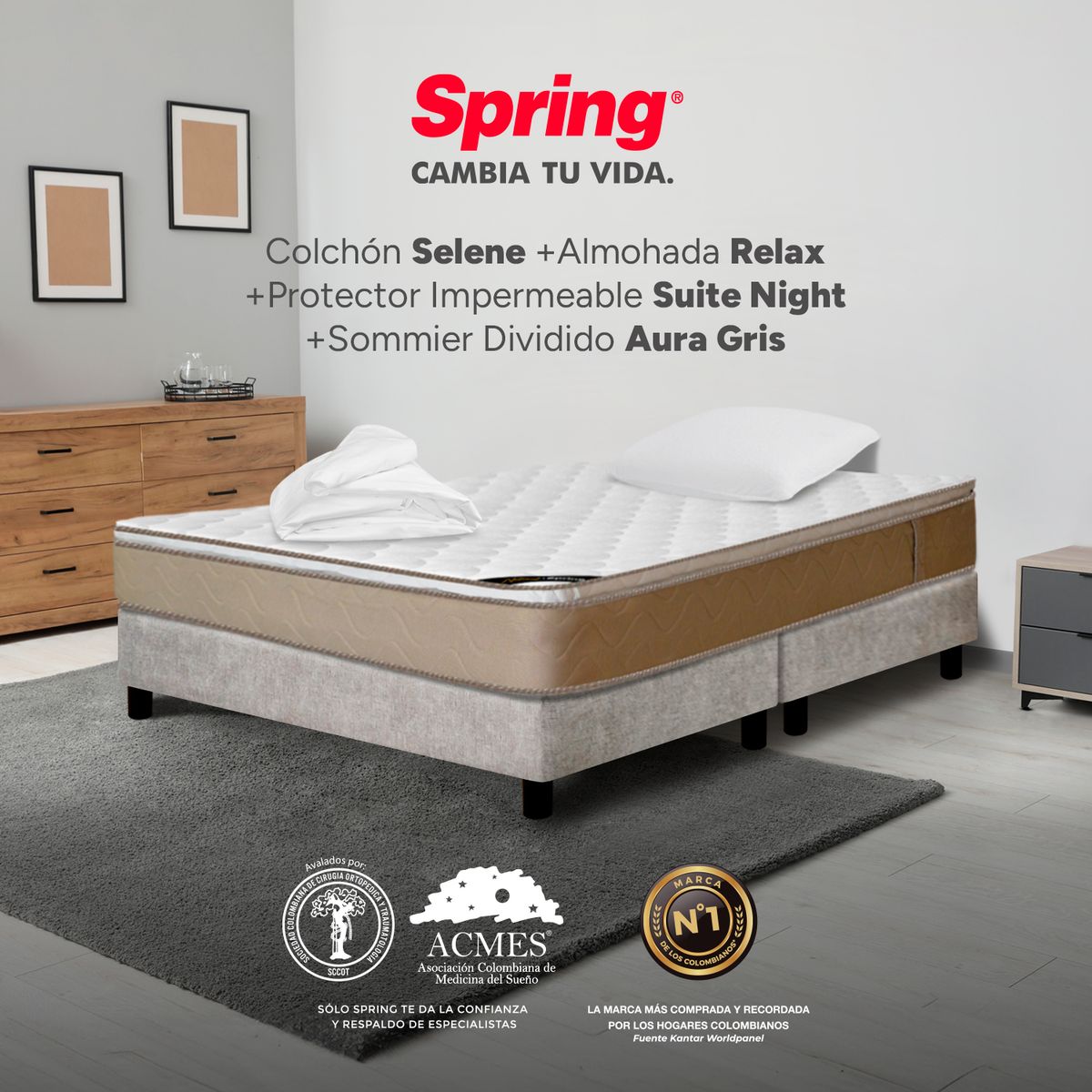 COLCHONES SPRING - COL SP SELENE 120x190+A+P+BC DI NEG