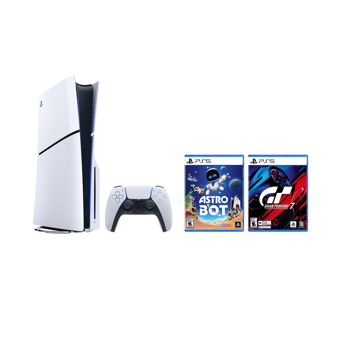 PLAYSTATION - Consola PS5 Slim Estandar + 2 Videojuegos | 1 TB de Almacenamiento | Lector de Disco | Play Station 5 | Videojuegos Incluidos Astro Bot y Gran turismo 7