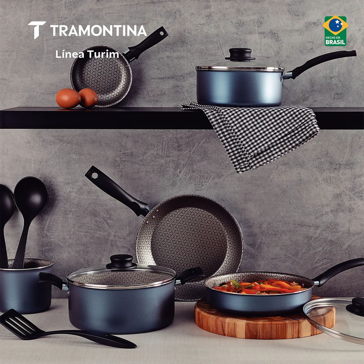 TRAMONTINA - Juego de ollas Tramontina: Turim Bateria Aluminio 12 piezas