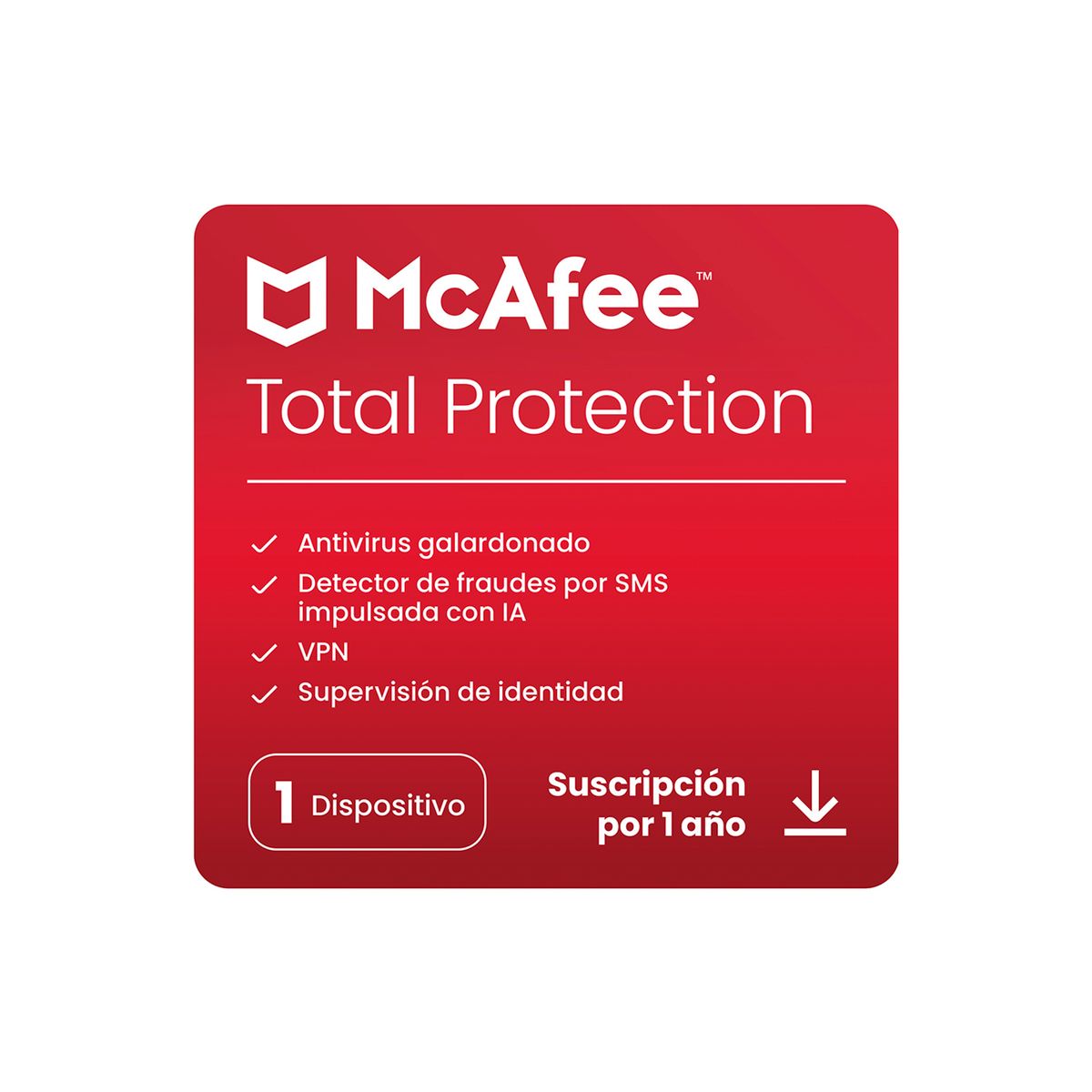 MCAFEE - Pin Virtual | McAfee Protección total 1 usuario