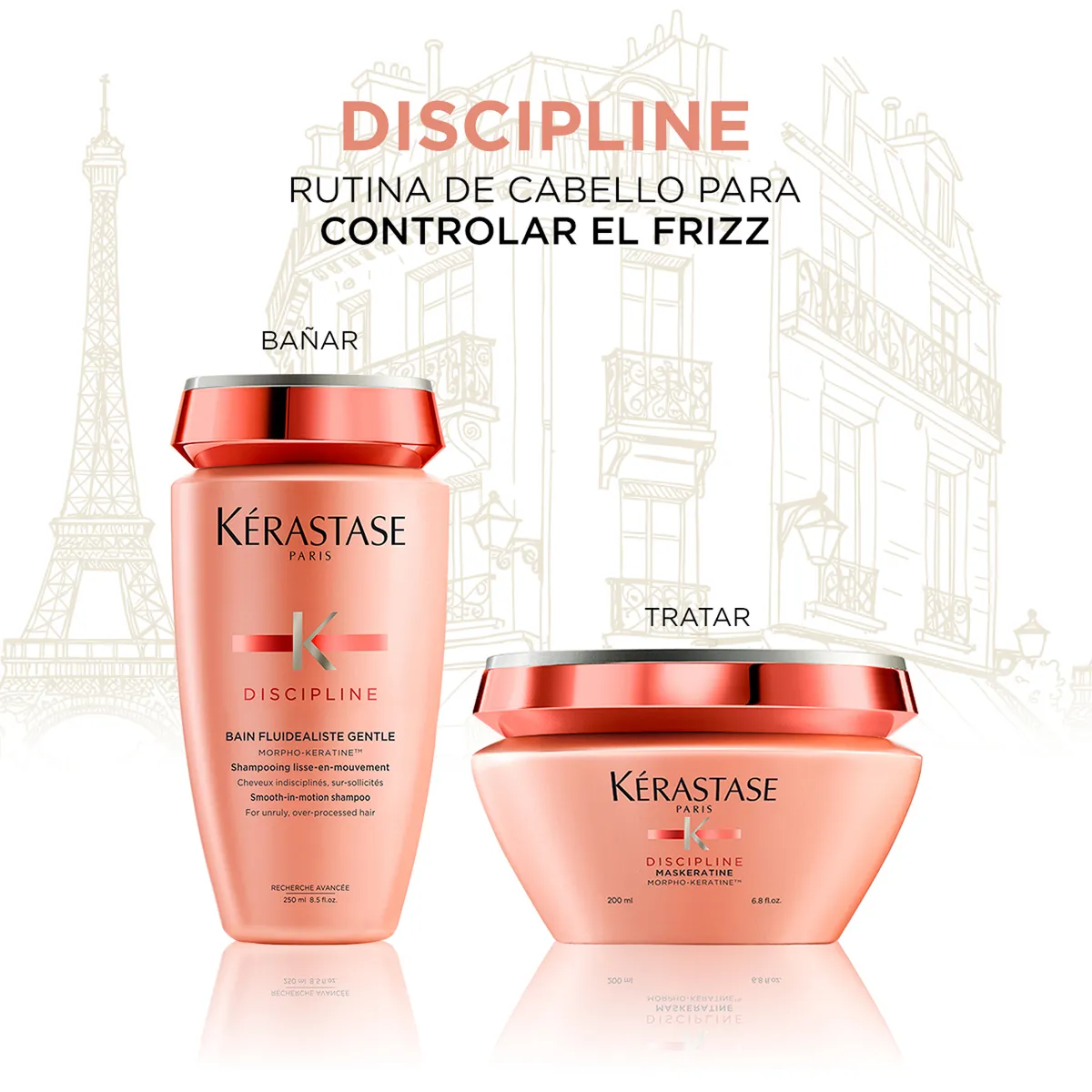 KERASTASE - Tratamiento capilar Pack Navidad: Discipline Set Anti-Frizz + cosmetiquera Kerastase