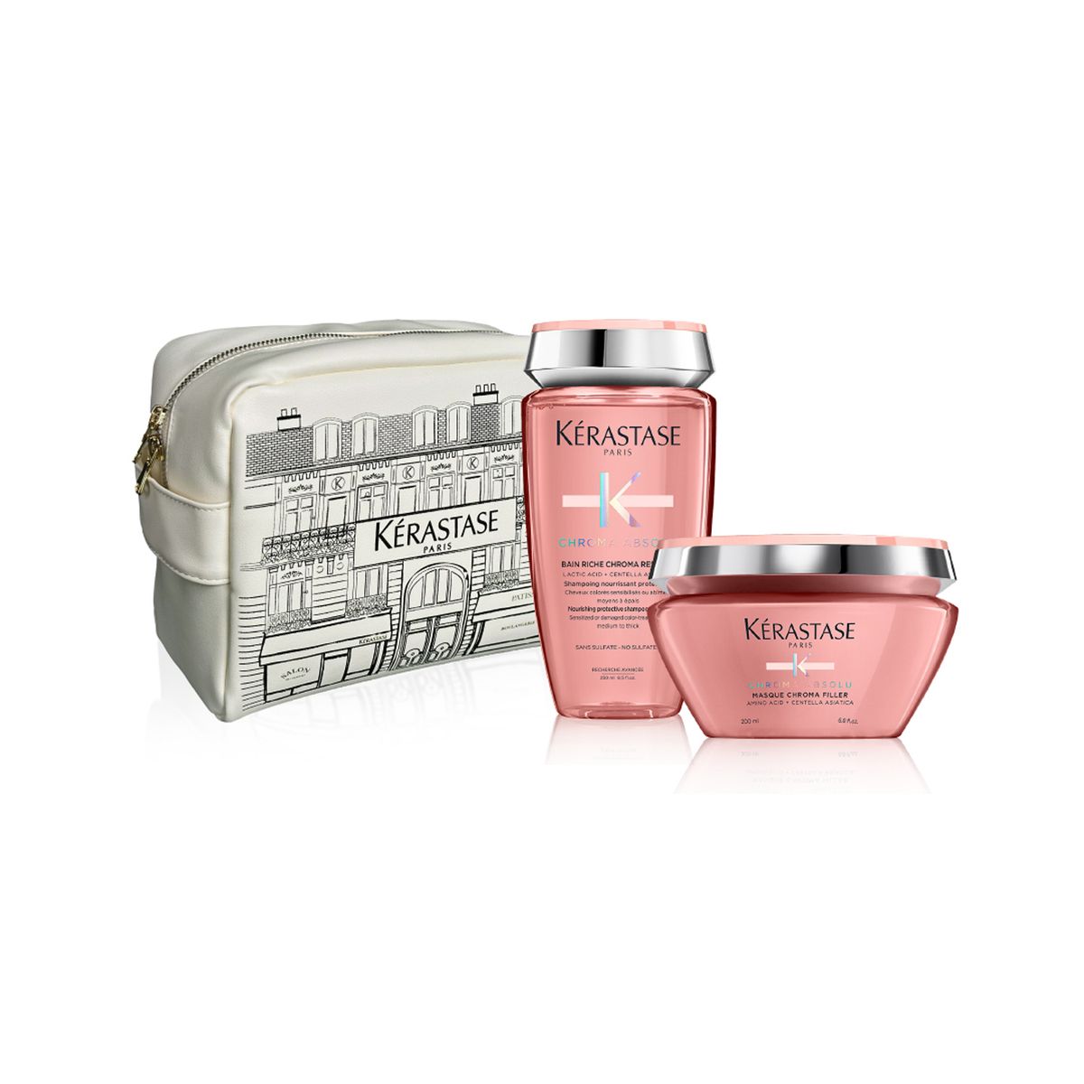 KERASTASE - Tratamiento capilar Pack Navidad: Chroma Absolu Set Color Radiante + cosmetiquera Kerastase