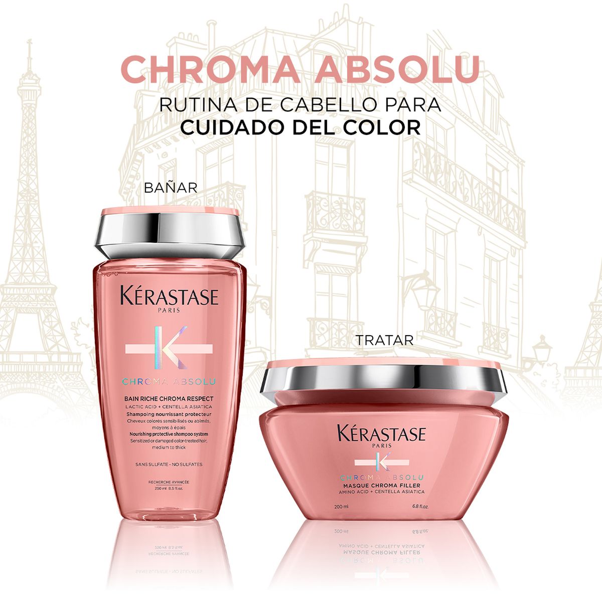 KERASTASE - Tratamiento capilar Pack Navidad: Chroma Absolu Set Color Radiante + cosmetiquera Kerastase