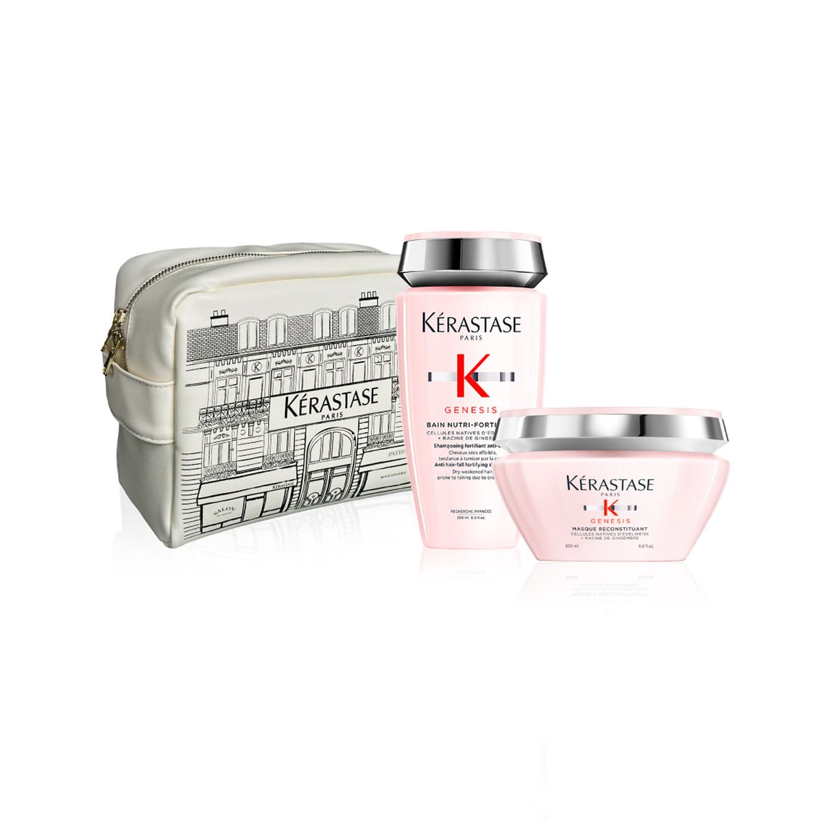 KERASTASE - Tratamiento capilar Pack Navidad: Genesis Set Fortaleza Extrema + cosmetiquera Kerastase