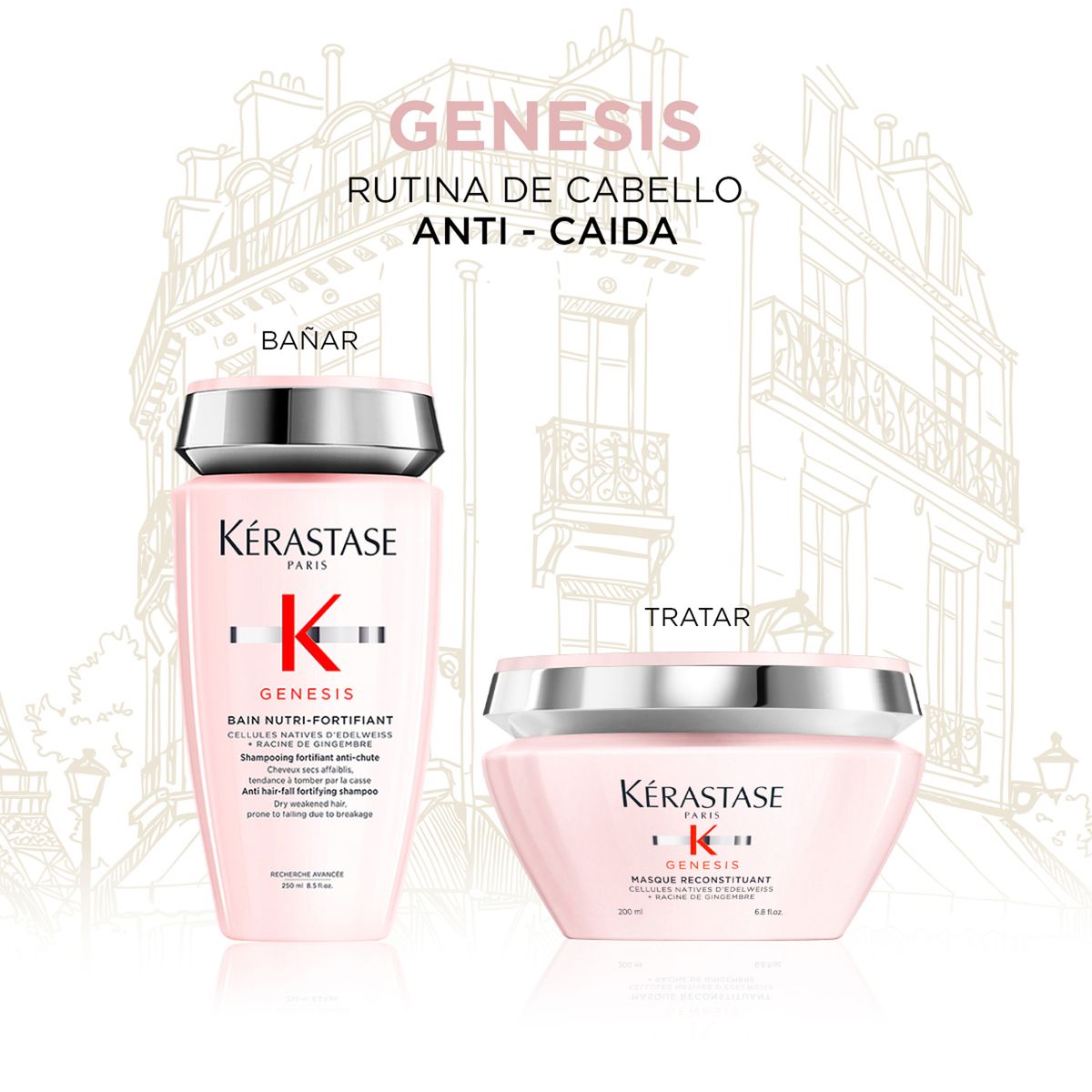 KERASTASE - Tratamiento capilar Pack Navidad: Genesis Set Fortaleza Extrema + cosmetiquera Kerastase