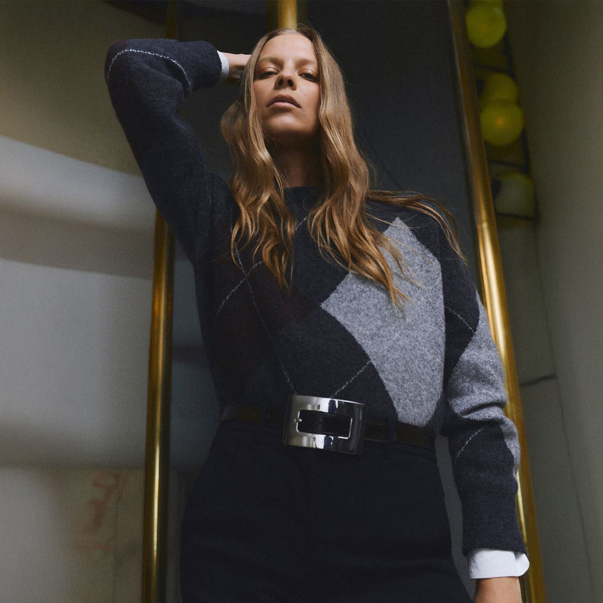 MANGO - Saco Mujer de Rombos Mango