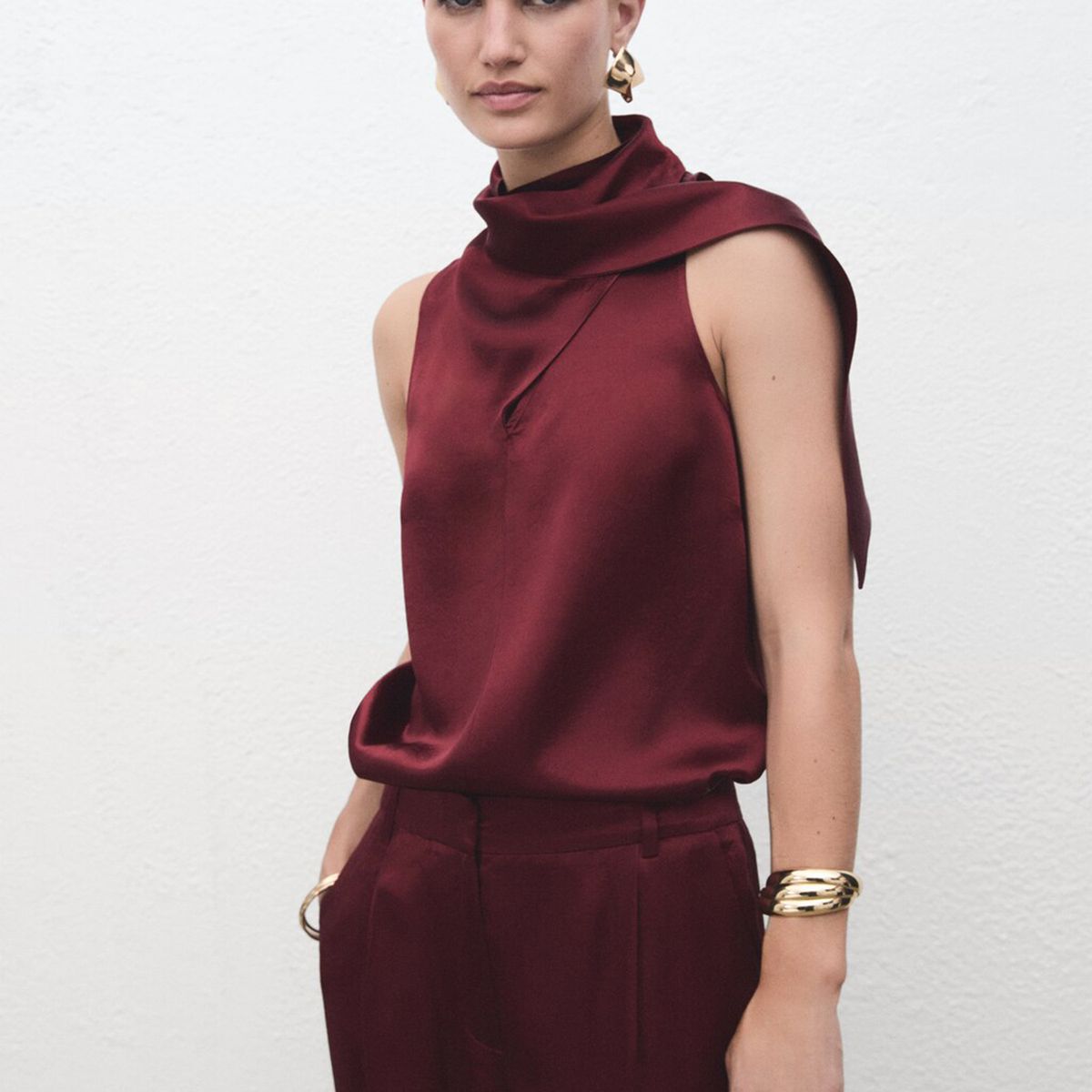 MANGO - Blusa Mujer Sin mangas Mango