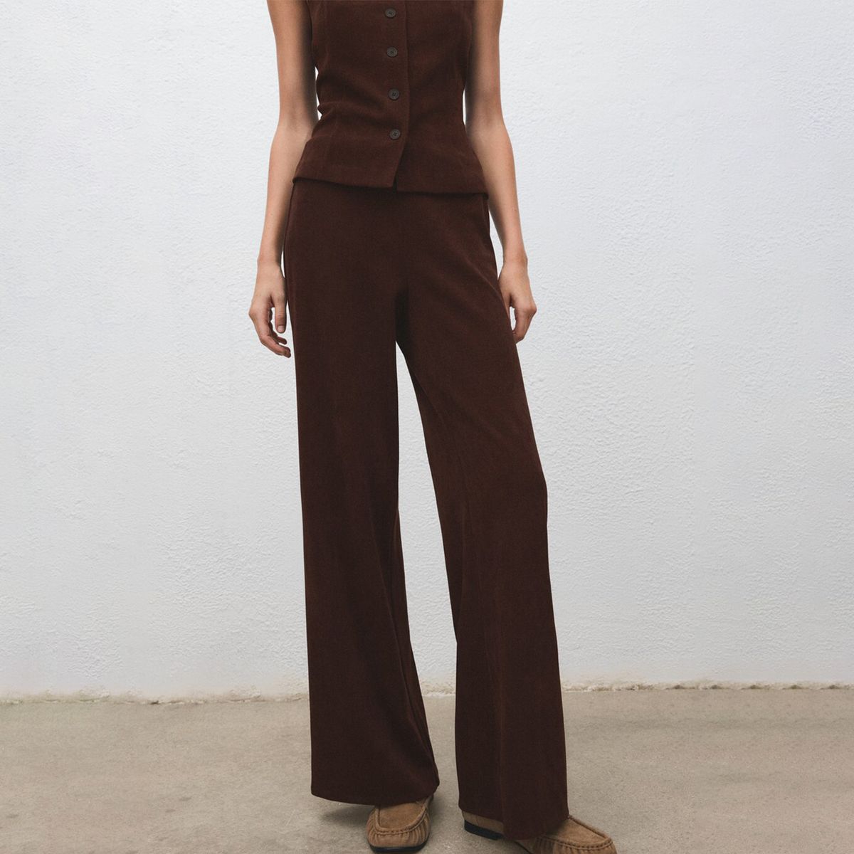 MANGO - Pantalón Recto Mujer Tiro medio Mango