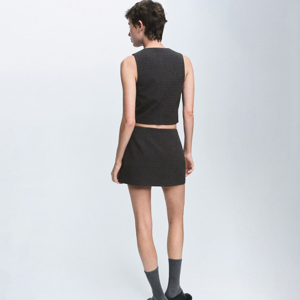 MANGO - Chaleco Mujer de Cuadros Mango