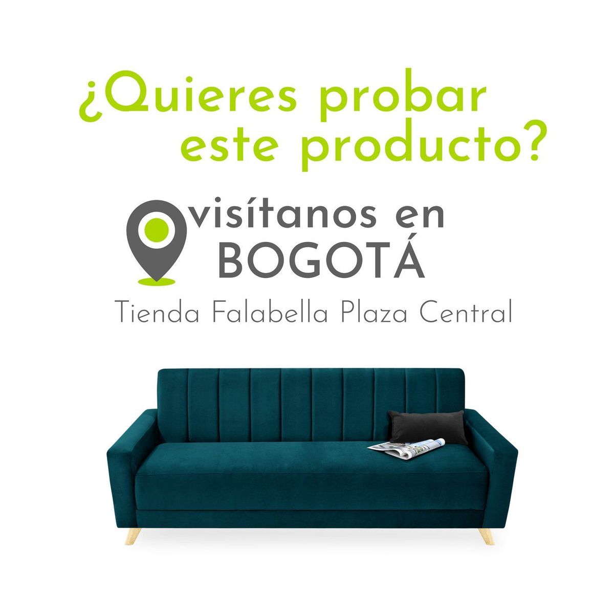 MICA - Sofá Cama Moderno en Tela 3 Puestos Dakar 204 x 83 x 83 cm Mica