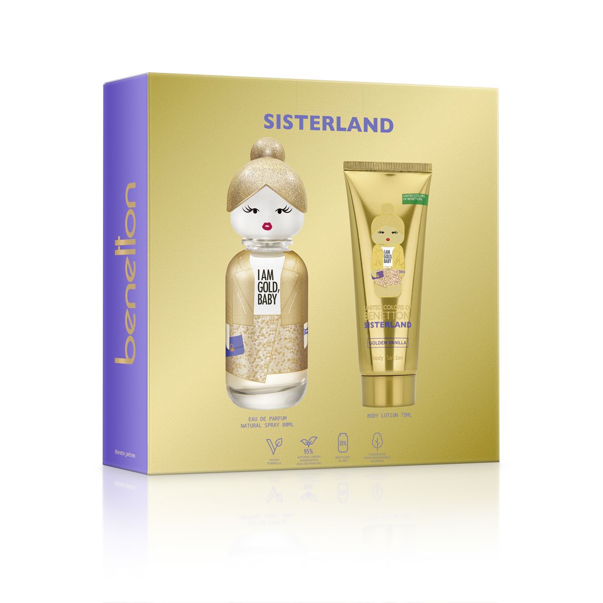 BENETTON - Set de Perfume Mujer Benetton Incluye Set Sisterland Goln Vanilla Eau de parfum 80ml + Body Lotion 75ml 
