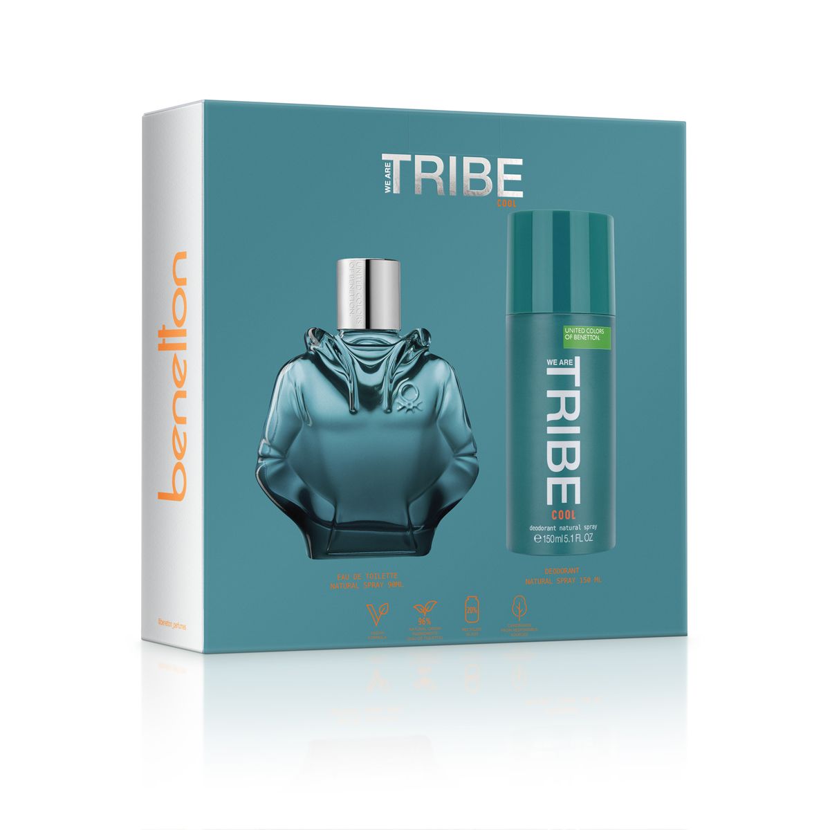BENETTON - Set de Perfume Hombre Benetton Incluye We Are Tribe Cool Eau de toilette 90ml + Desodorante 150ml 