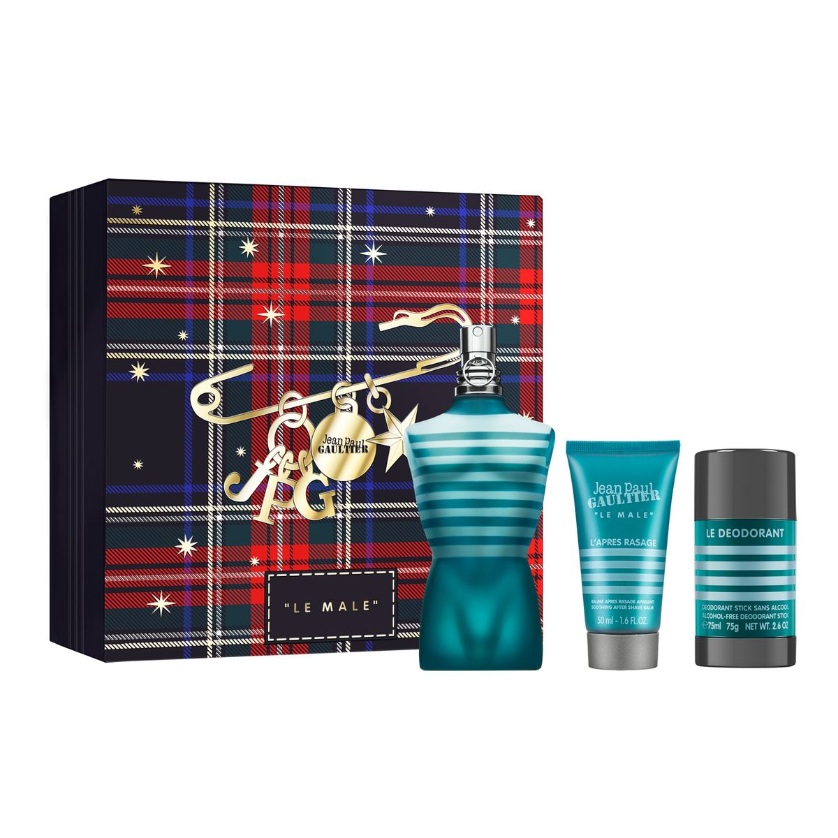 JEAN PAUL GAULTIER - Set de Perfume Hombre Jean Paul Gaultier Incluye Le Male Eau de toilette 125 ml + Aftershave 50ml + Desodorante 75g 