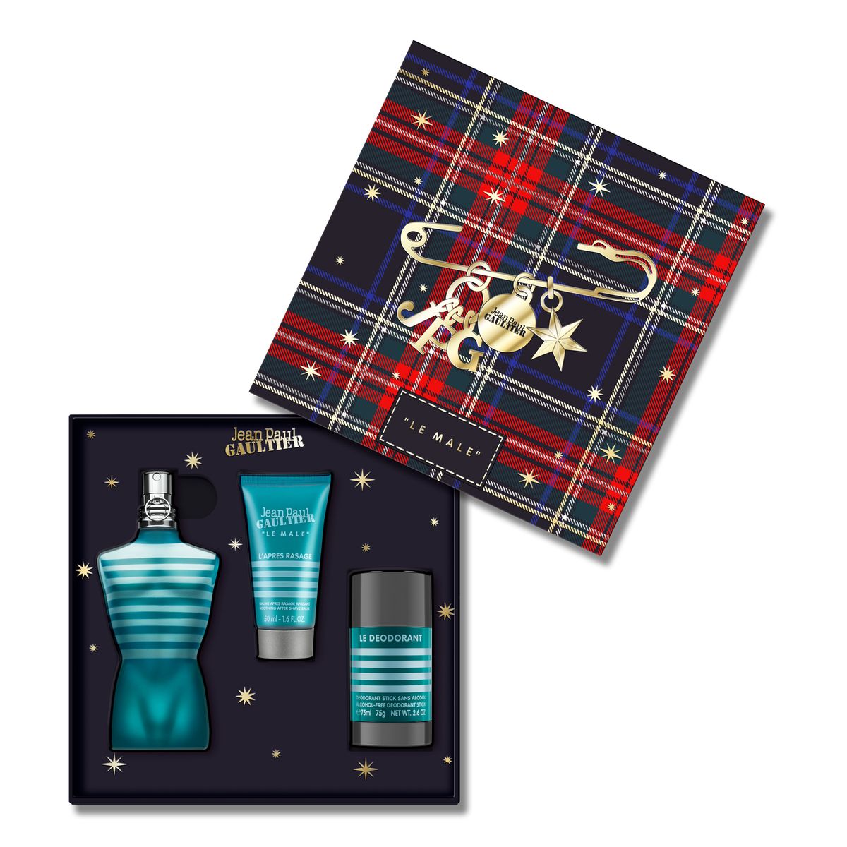 JEAN PAUL GAULTIER - Set de Perfume Hombre Jean Paul Gaultier Incluye Le Male Eau de toilette 125 ml + Aftershave 50ml + Desodorante 75g 