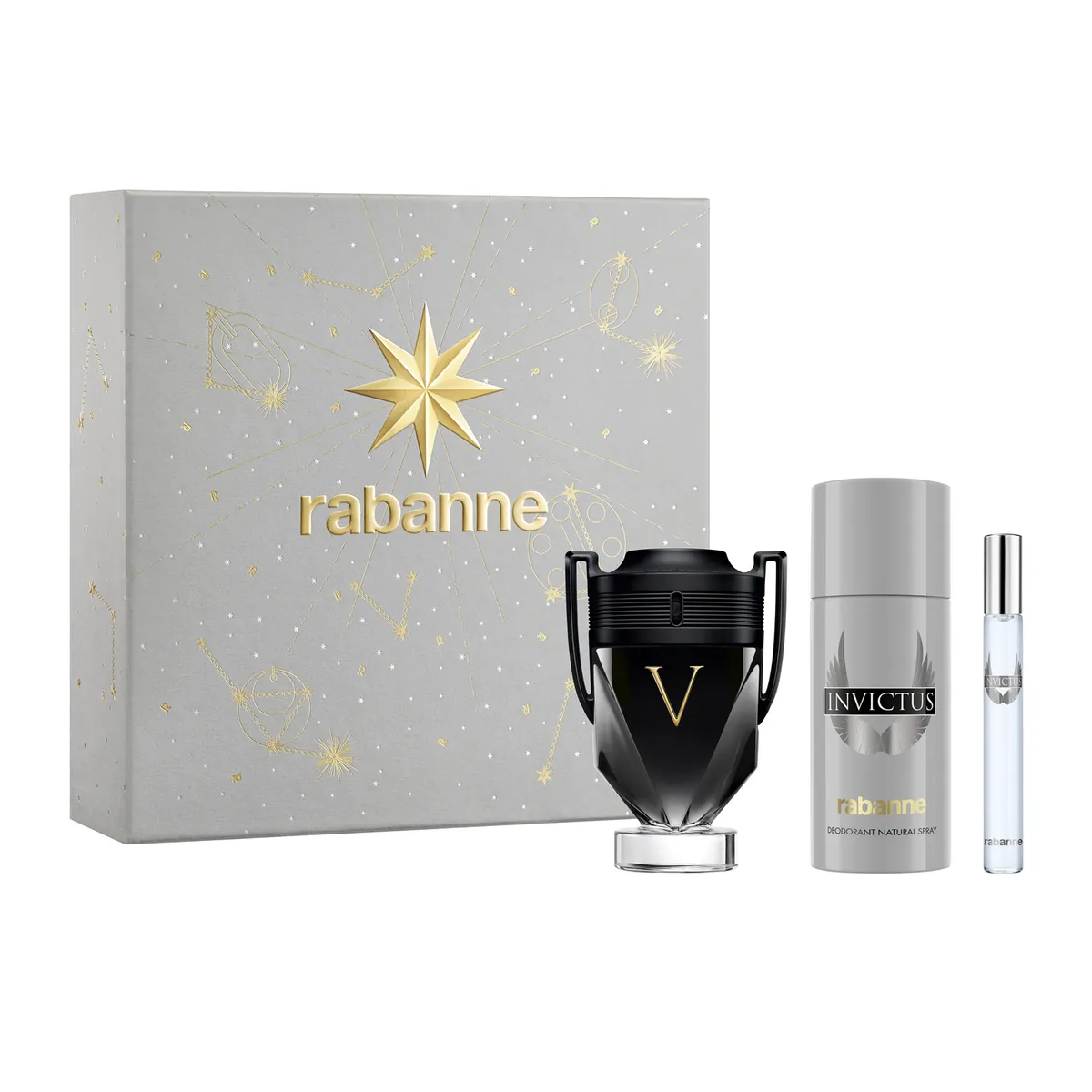 RABANNE - Set de Perfume Hombre Rabanne Incluye Invictus Victory Eau de parfum 100 ml + Desodorante 150ml + Travel Size Eau de toilette 10ml 