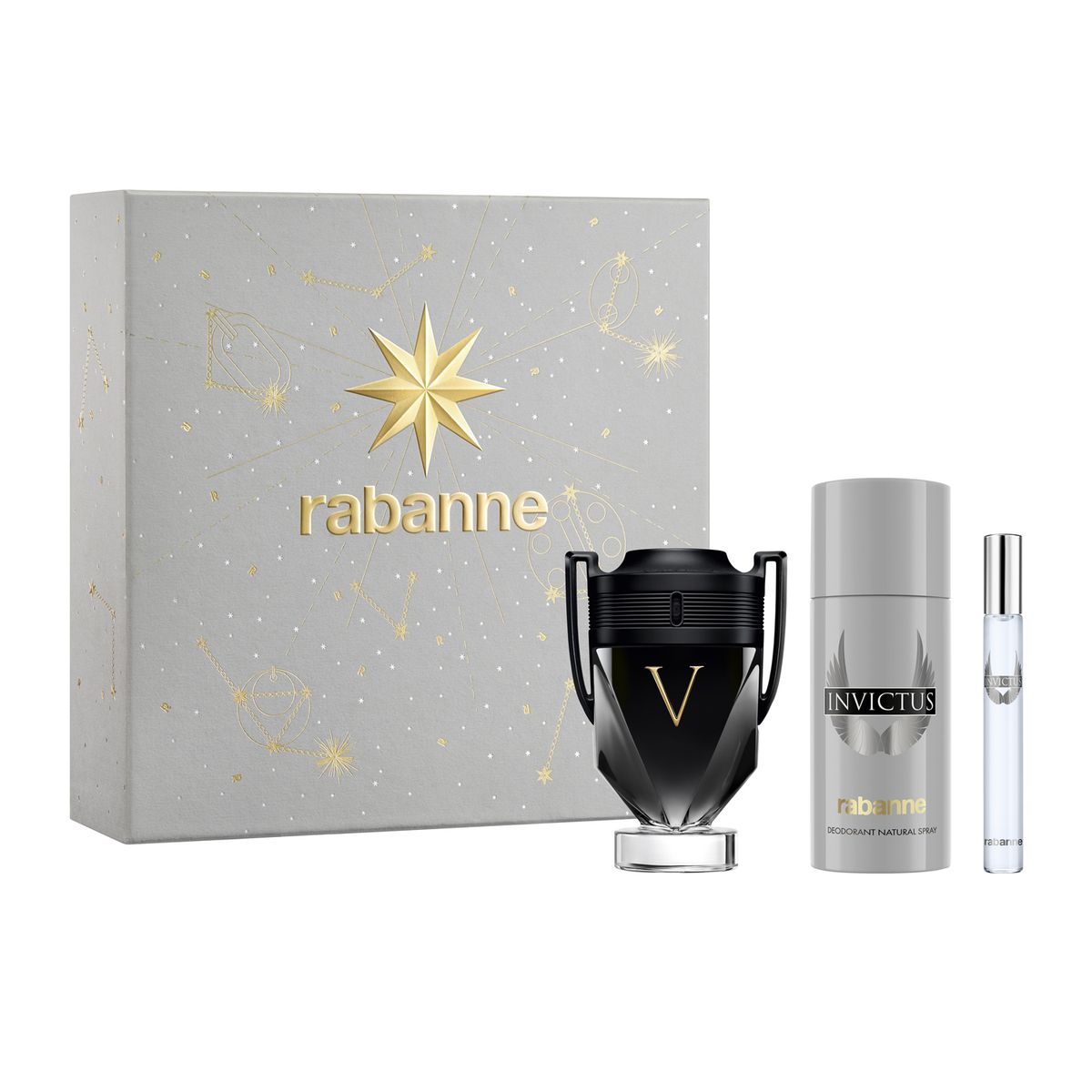 RABANNE - Set de Perfume Hombre Rabanne Incluye Invictus Victory Eau de parfum 100 ml + Desodorante 150ml + Travel Size Eau de toilette 10ml 