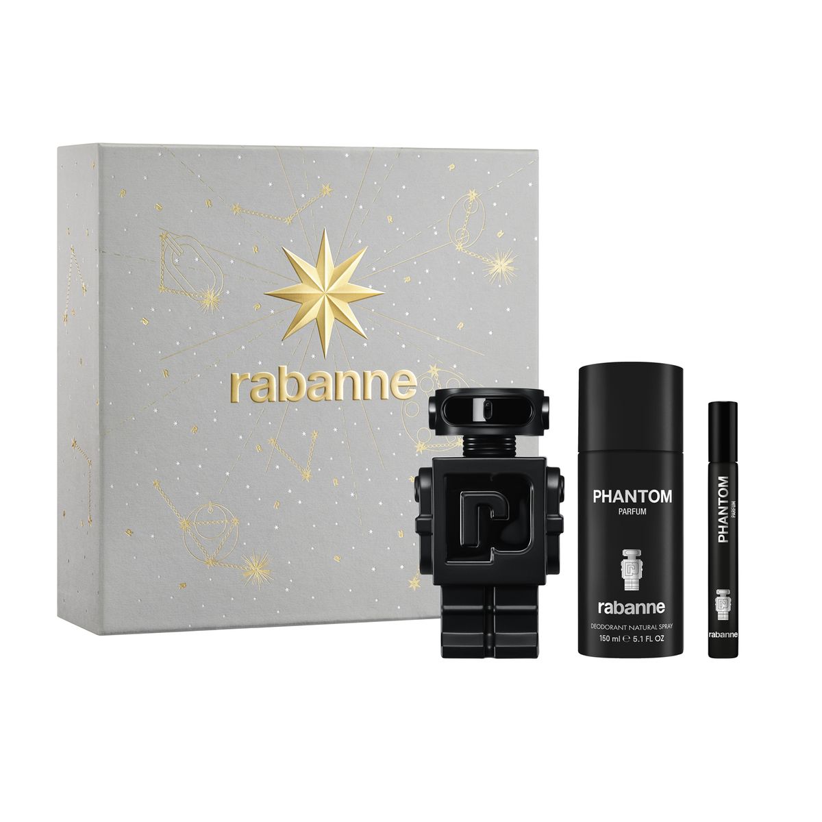 RABANNE - Set de Perfume Hombre Rabanne Incluye Phantom Parfum 100 ml + Desodorante 150ml + Travel Size 