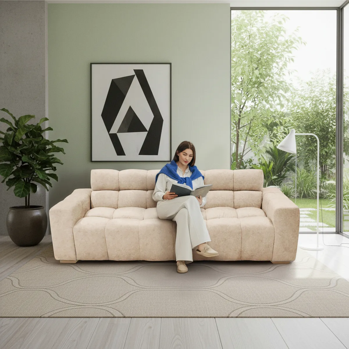 MICA - Sofá cama reclinable 3 posiciones Mikkeli 228×91×78 cm