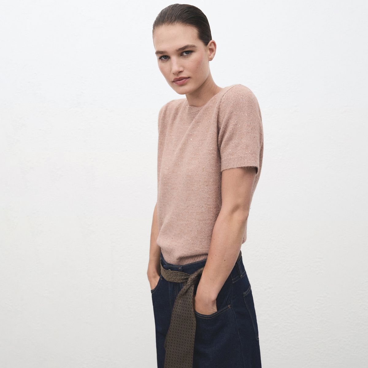 MANGO - Saco Mujer Brillante Mango