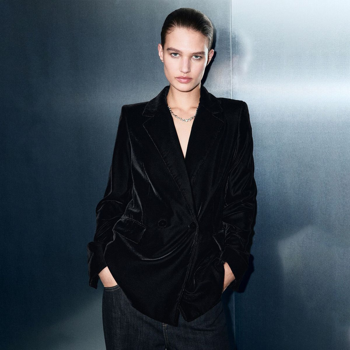 MANGO - Blazer Mujer de Terciopelo Mango