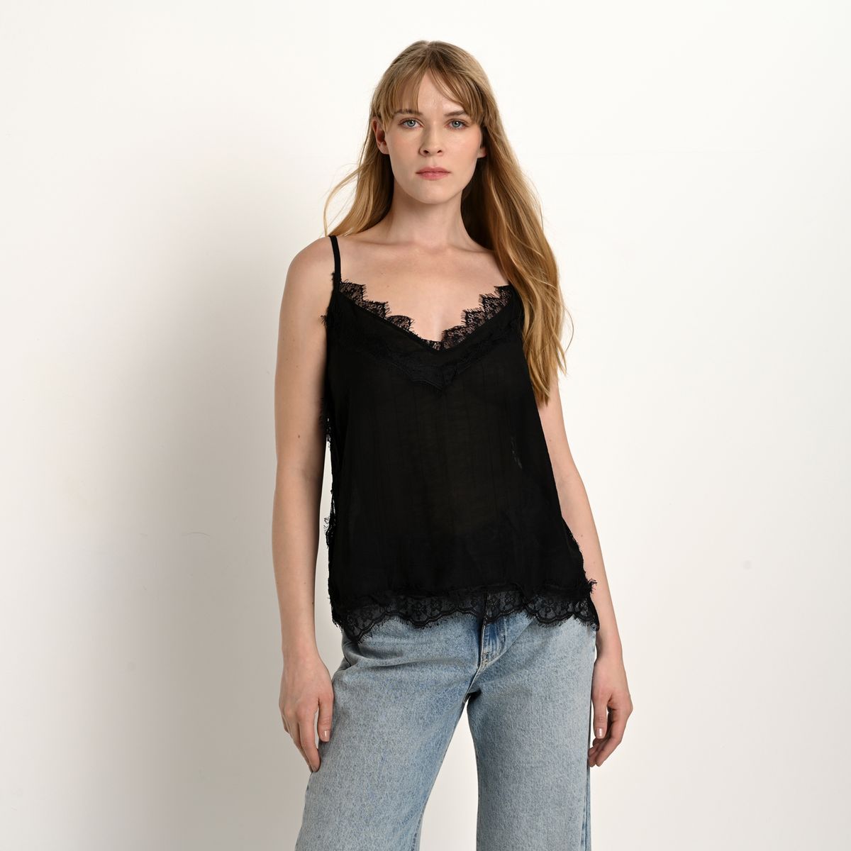 BASEMENT - Blusa Mujer con Encaje Sin mangas Basement