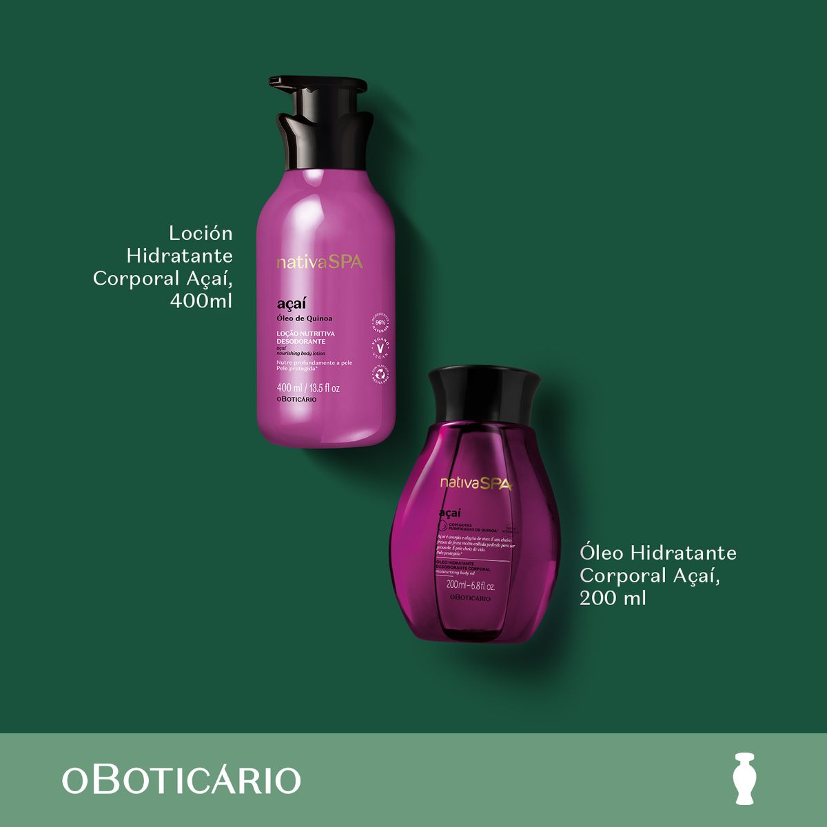 NATIVA SPA - Set Hidratante corporal Kit regalo Navidad AÇAI Nativa Spa O Boticario incluye 2 Productos 