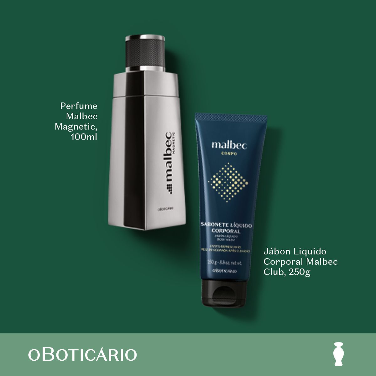 MALBEC - Set de Perfume Hombre Malbec O Boticario incluye Magnetic Eau de toilette 100 ml , Shower Gel Malbec 250 ml 