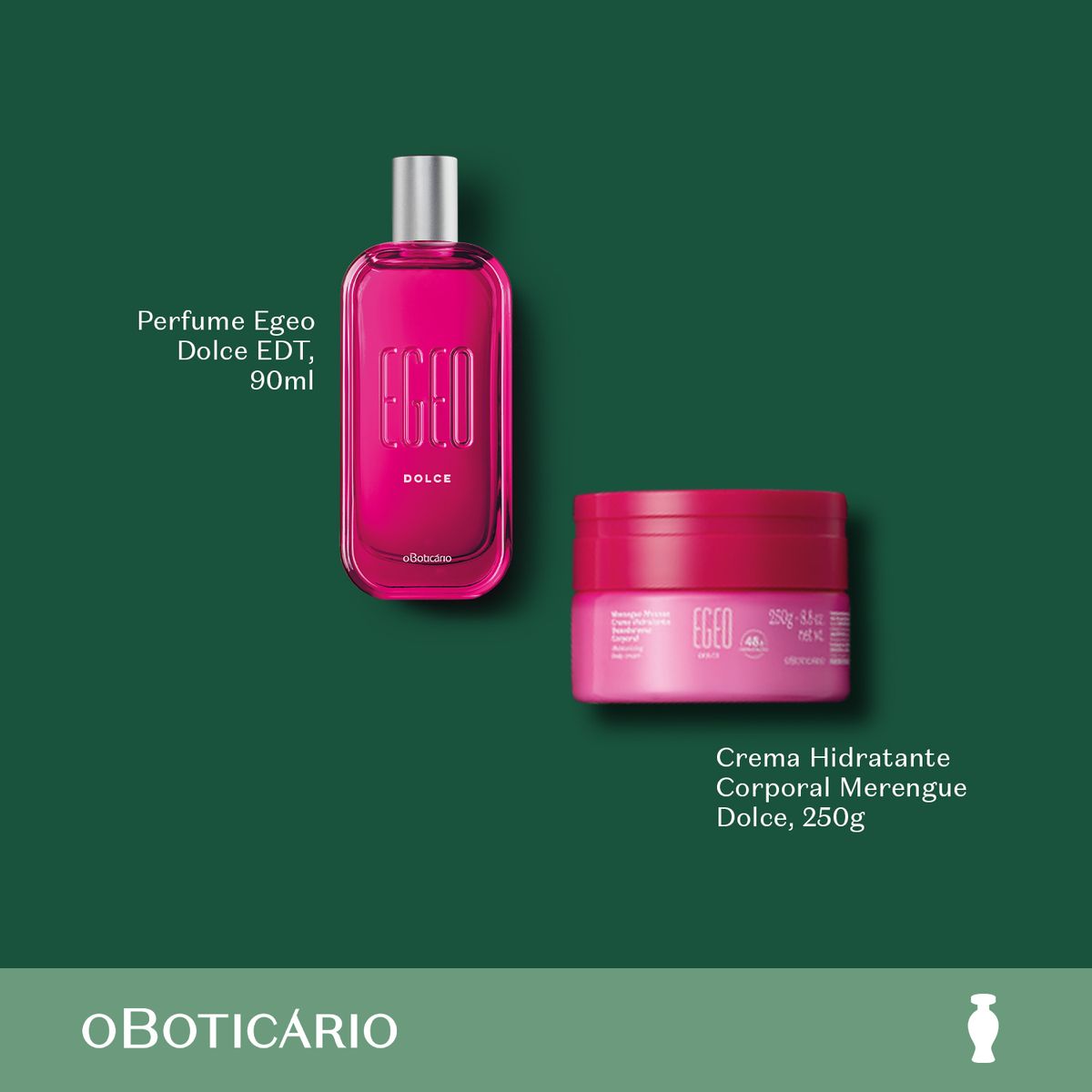EGEO - Set de Perfume Mujer Egeo O Boticario incluye Dolce Eau de toilette 90ml , Crema hidratante corporal Mousse 250g 