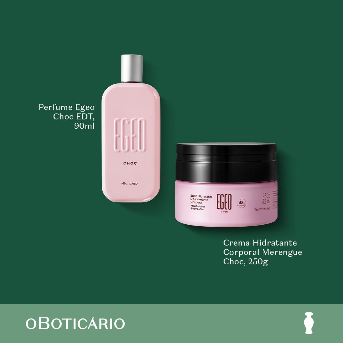 EGEO - Set de Perfume Mujer Egeo O Boticario incluye Choc Eau de toilette 90ml , Crema hidratante corporal Sufflé 250g 