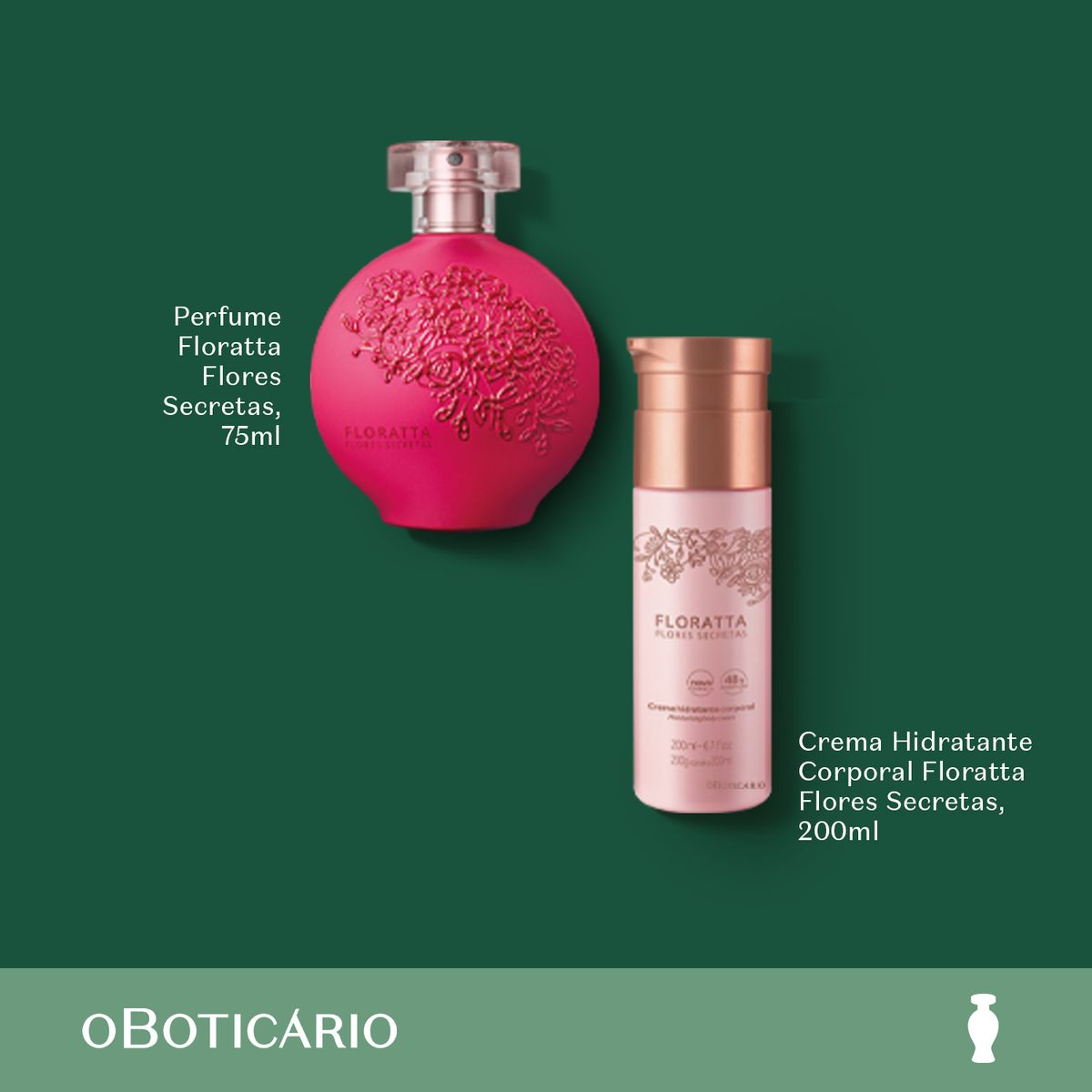 FLORATTA - Set de Perfume Mujer Floratta O Boticario incluye Floratta Flores Secretas Eau de toilette 75 ml , Crema Hidratante Corporal Floratta Flores Secretas 200 ml 