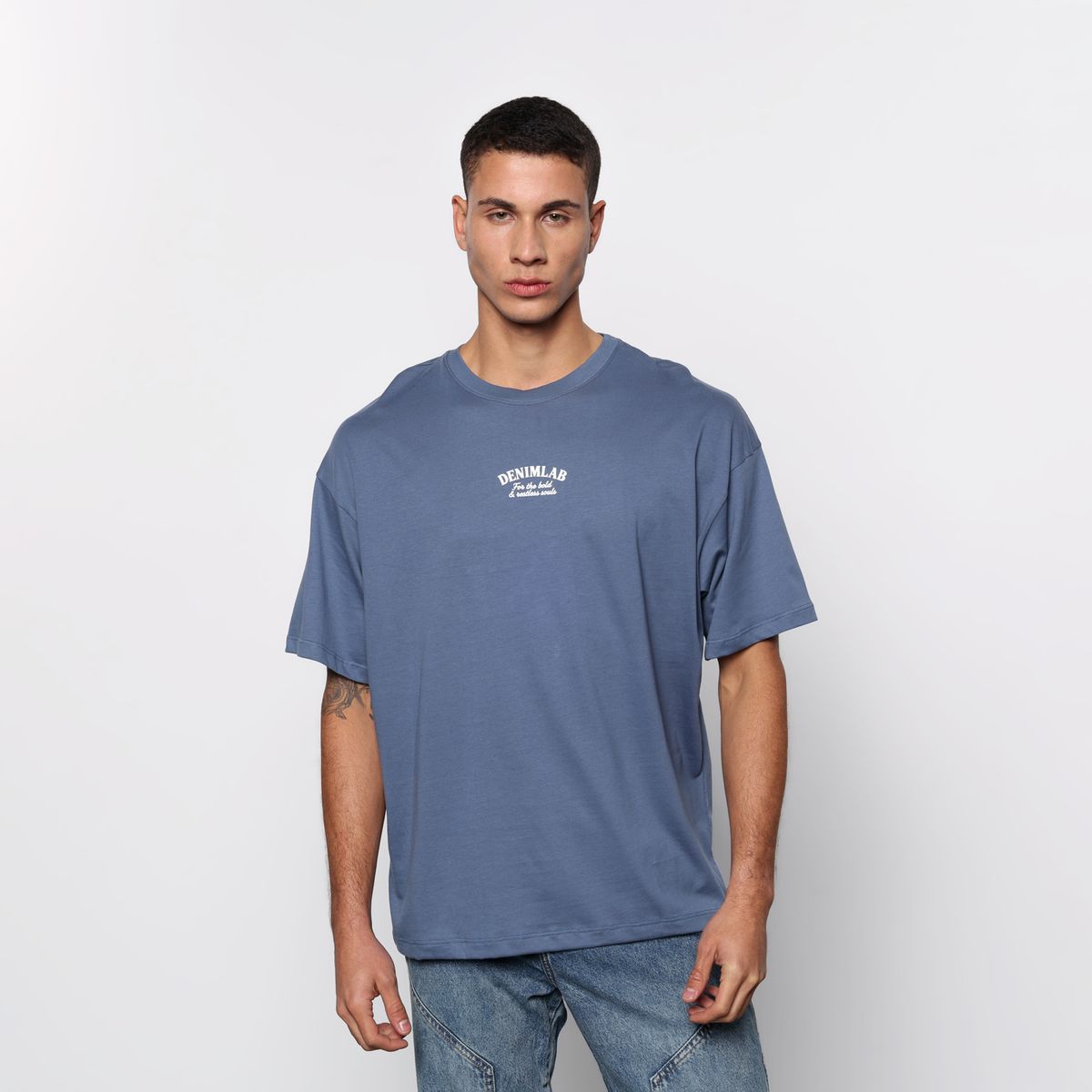 DENIMLAB - Camiseta Hombre con Estampado Oversize fit de Algodón Denimlab