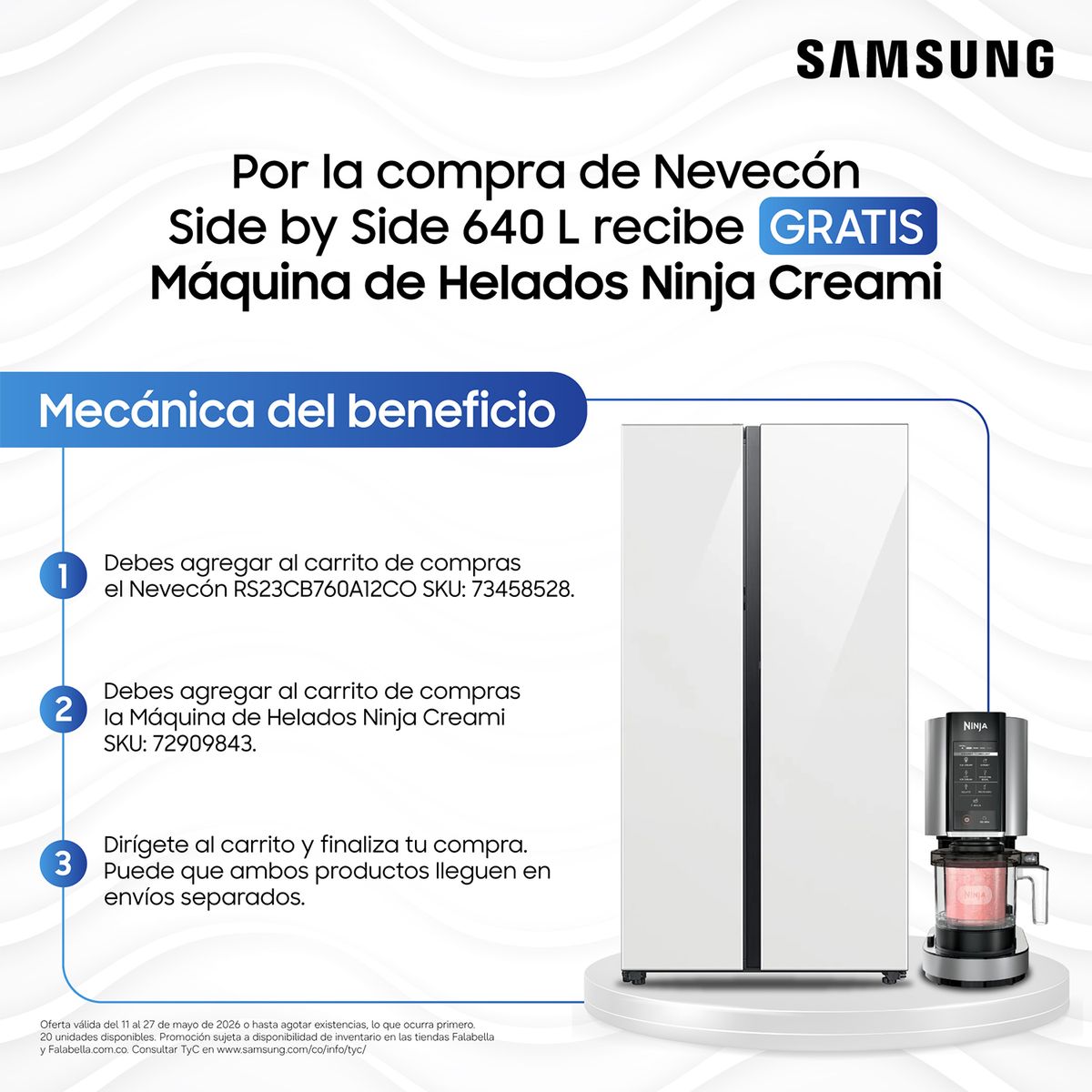 SAMSUNG - Nevecón Samsung Side by Side 640 Lts Bespoke RS23CB760A12CO con Inteligencia Artificial
