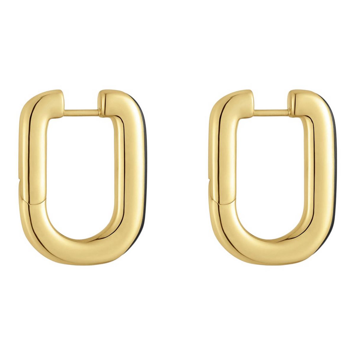 TOUS - Aretes de aro con baño de oro 18 kt sobre plata y ónix Line